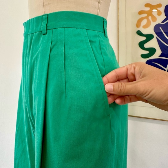 Vintage 80’s Green High-Waist Pleated Trousers - Picture 7 of 15